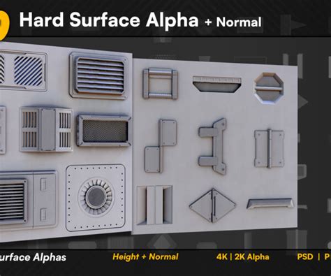 Artstation 60 Hard Surface Alpha Vol 01 Brushes