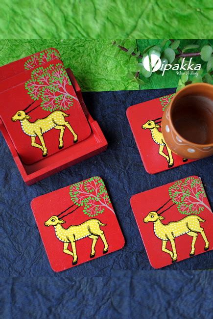 Hand Painted Coaster Set Inspired By Pattachitra Art Form VH00064