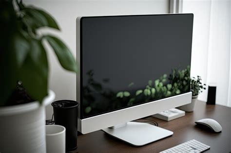 Monitor De Computadora Moderno En Un Escritorio De Madera Ia Generativa