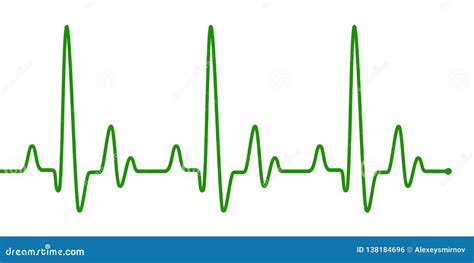 Green Heart Beat Pulse Line On White Stock Illustration Illustration