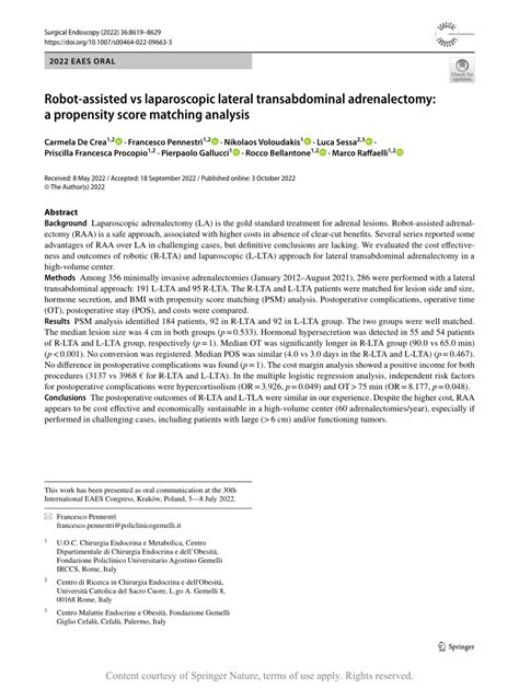 Pdf Robot Assisted Vs Laparoscopic Lateral Transabdominal