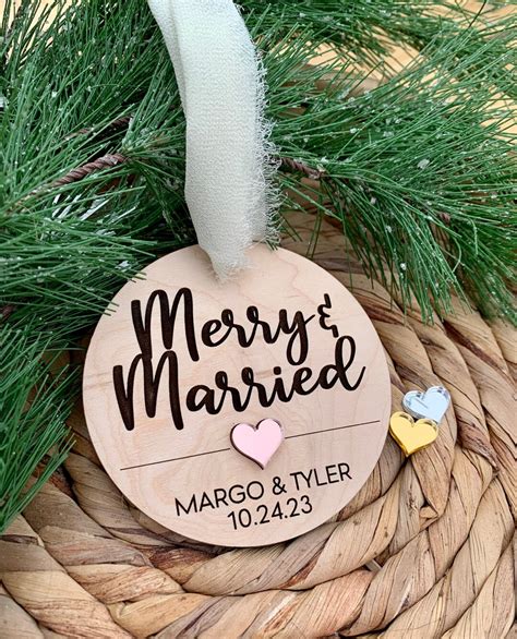 Personalized Merry And Married Ornament Personalized Wedding Etsy