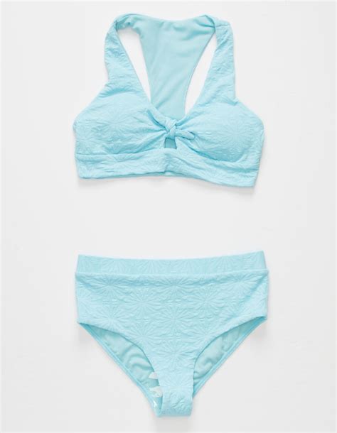 FULL TILT Knot High Waisted Girls Light Blue Bikini Set LIGHT BLUE