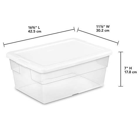 Sterilite 16 Quart/15 Liter Storage Box, White Lid with Clear Base, 12 ...