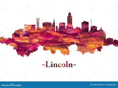 Lincoln City Nebraska Skyline in Red Stock Illustration - Illustration ...