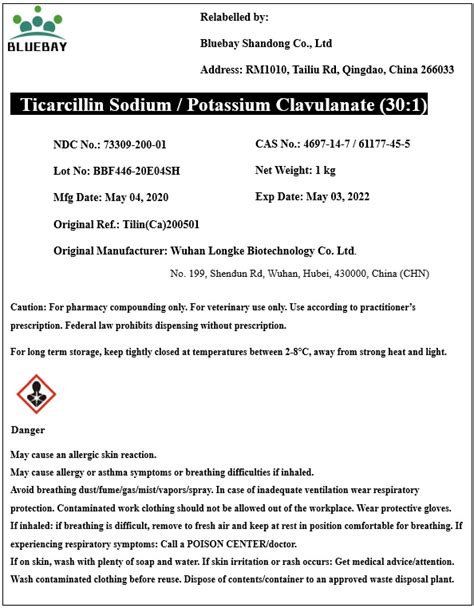 Ticarcillin Sodium Potassium Clavulanate