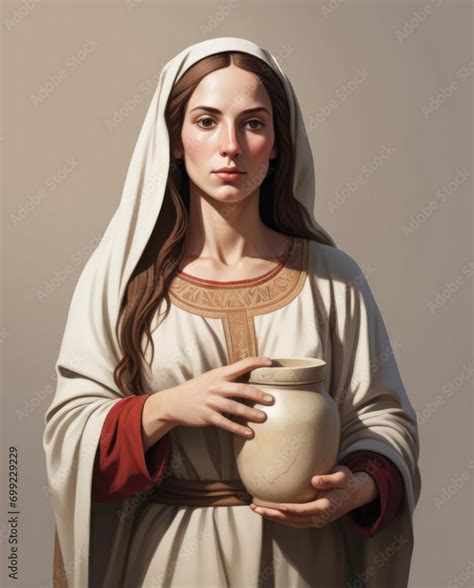 Mary Magdalene with Alabaster Jar - Realistic flat illustration of a ...