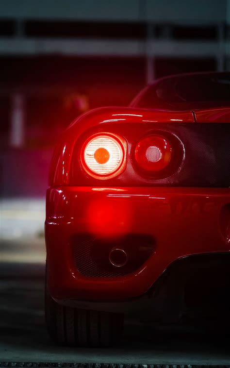 Car, sports car, red, tailights, light, back view, HD phone wallpaper | Peakpx