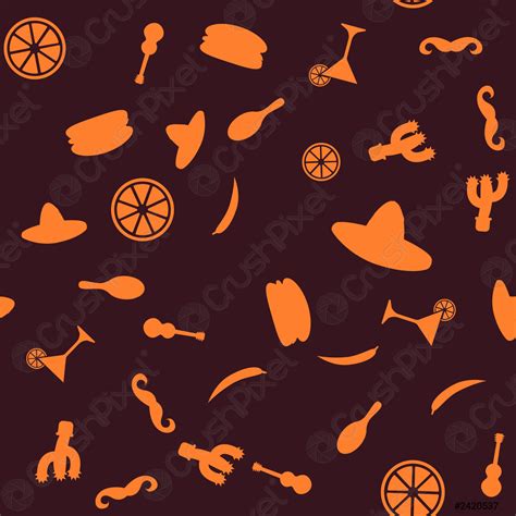 Seamless Pattern With Traditional Mexican Elements Vector Stock