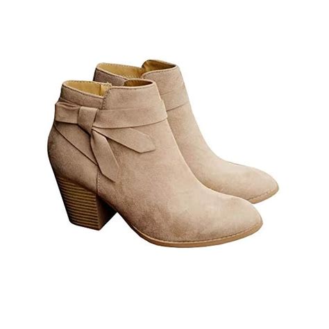 PiePieBuy Women S Tie Knot Chelsea Pump Ankle Boots Closed Toe Stacked