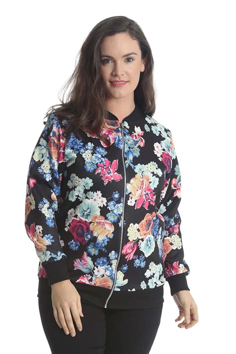 Nouvelle® Plus Size Womens Floral Print Bomber Jacket Ebay