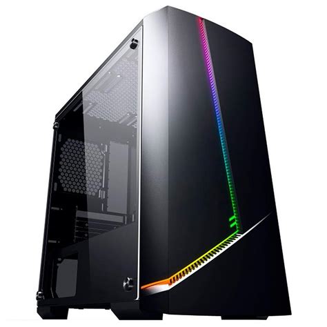 Gabinete Gamer Pixxo Mid Tower Led Rgb Lateral Em Acr Lico Preto