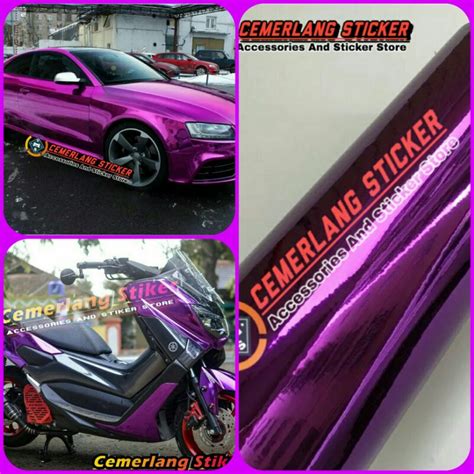 Jual Sticker Skotlet Motor Metalik Krom Ungu Skotlet Motor Kualitas