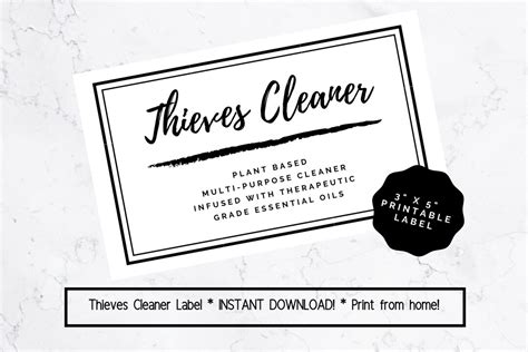 PRINTABLE Thieves Cleaner Label Digital Thieves Household Etsy