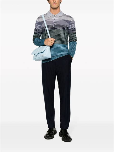 Missoni Striped Wool Polo Shirt Blue Farfetch