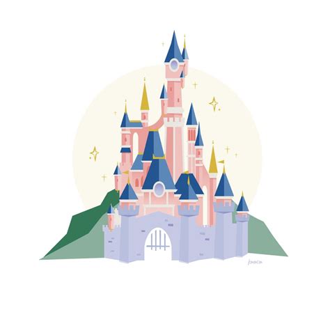 Cartoon Disney Castle Drawing