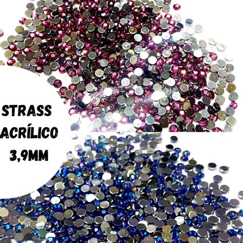 Strass Acrílico Base Reta 3 9mm COLORE Pedrarias Frete Grátis