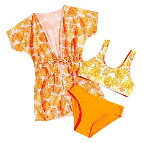 Zaroyeax Girls 3 Piece Tropical Bathing Suits Cute Bikini Swimsuit With