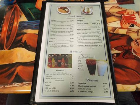 Menu at Jalisco Restaurant, Lindsborg