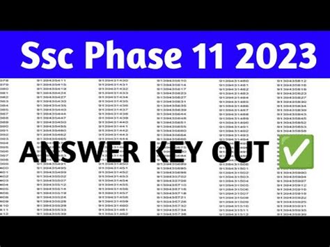 Ssc Phase 11 Answer Key 2023 SSC Phase 11 Answer Key Date Time Ssc