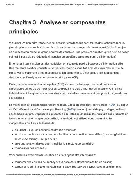 Chapitre 3 Analyse En Composantes Principales Analyse De Données Et