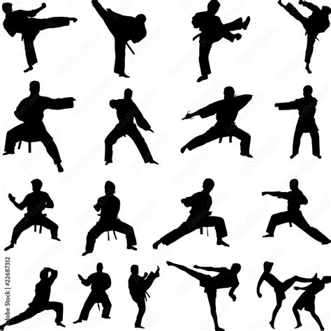 Various karate poses silhouettes Stock Vector | Adobe Stock