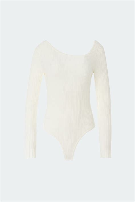 Oblique Neck Knit Bodysuit Rvn Official