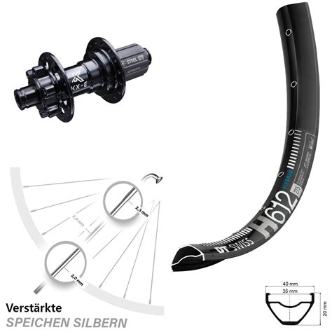KX E Nabe 12x142 mm DT Swiss H 612 Hinterrad 27 5 Zoll für 6 Loch