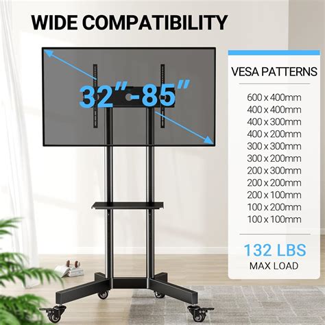 Perlesmith Rolling Tv Stand For Inch Tvs Holds Philippines Ubuy