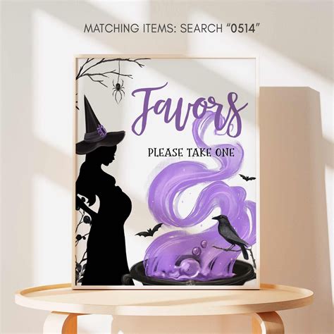 A Baby Is Brewing Halloween Baby Shower Favors Sign Purple Witch Baby