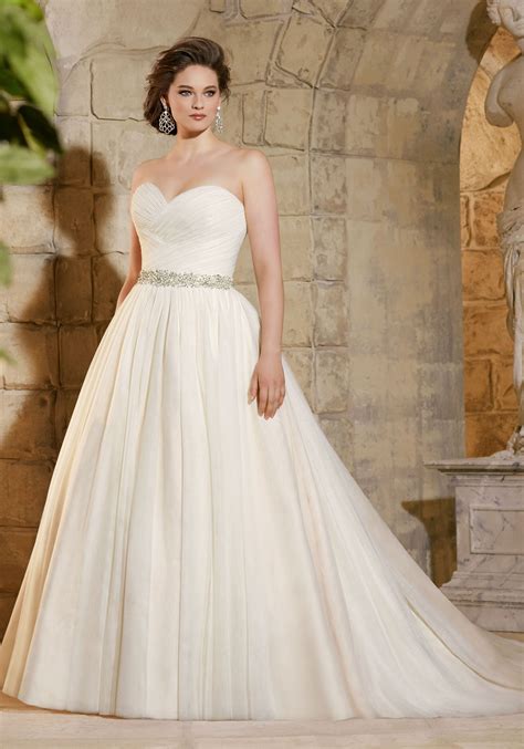 Asymmetrically Draped Soft Net Morilee Bridal Plus Size Wedding Dress