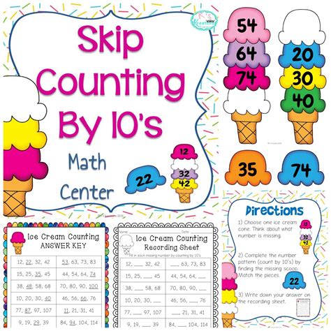 Skip Counting By 10s Math Center For 10 More 10 Less Math Center