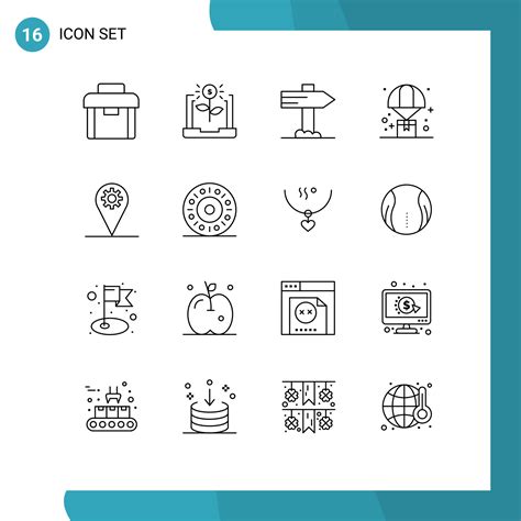 Set Of 16 Vector Outlines On Grid For Business Parachute Investment