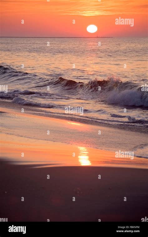 Sunrise Over The Beach Cape May Nj Stock Photo Alamy