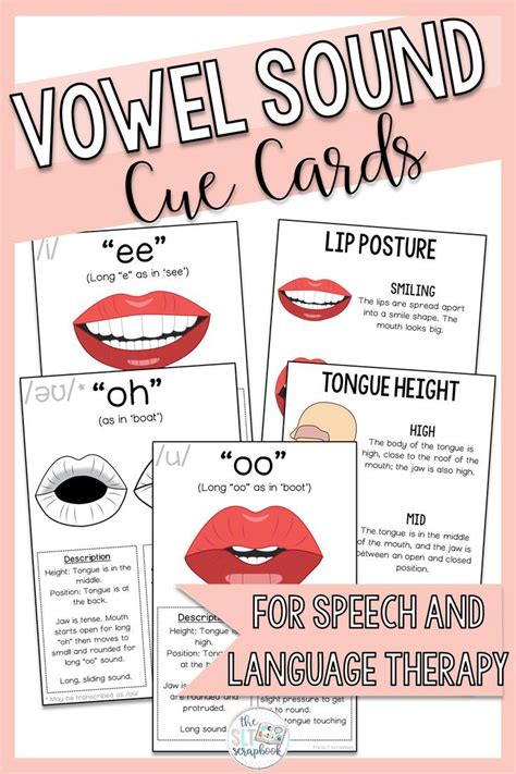 Vowel Sounds Speech Sound Cue Cards For Speech Therapy Vowel Sounds