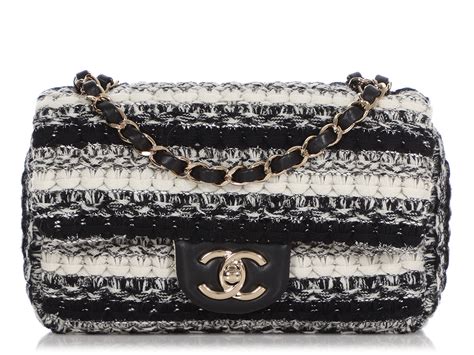 Chanel Black And White Tweed Mini Classic Gold Hardware 2019 Available