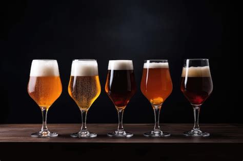 Premium AI Image | Five Beer Glasses With Different Types