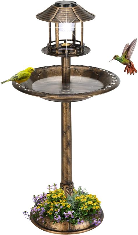 Aspecialty Outdoor Bird Bath Garden Bird Baths Decorations With Solar