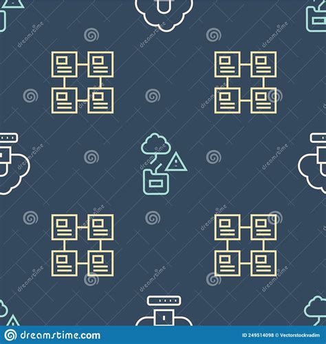 Set Line Cloud Computing Lock Hierarchy Organogram Chart And