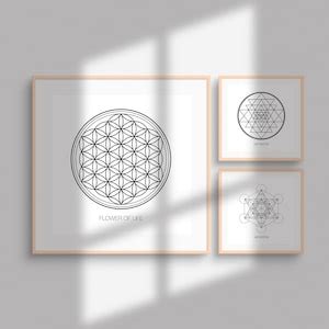 Sacred Geometry Wall Art Flower Of Life Print Sri Yantra Print