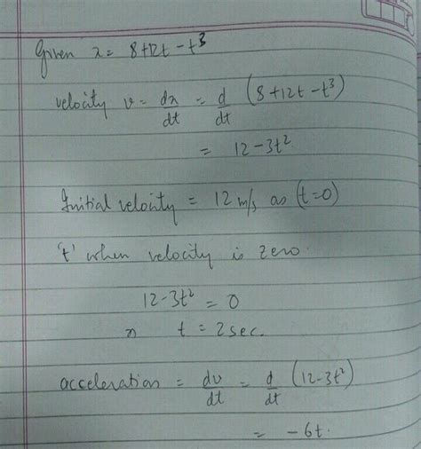 32 25 The Motion Of A Particle Along A Straight Line Is Described By