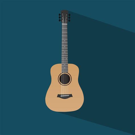 Acoustic Guitar Vector Element Isolated Illustrator Vector Art