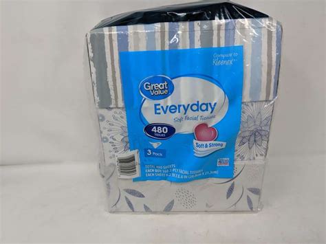 Great Value Everyday Soft Facial Tissues 3 Pack -480 Tissues- - Dutch Goat