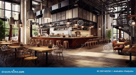 Interior Design of Beautiful Modern Cafe, Bar Stock Illustration ...