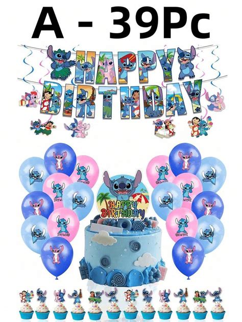 39 19Pcs 1 Set Anime Cartoon Lilo Stitch Angel Birthday Party