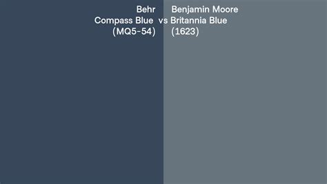 Behr Compass Blue MQ5 54 Vs Benjamin Moore Britannia Blue 1623 Side