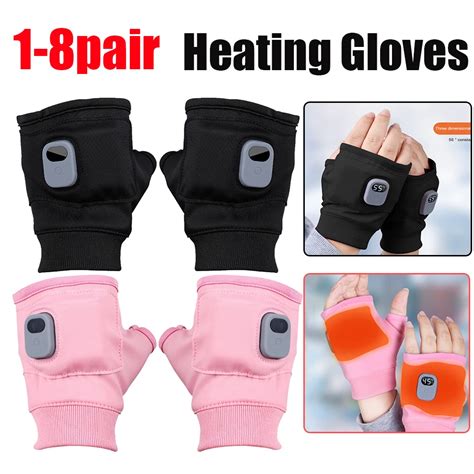 1 8pair Electric Heating Gloves 360 Degree Heating Rechargeable Heated