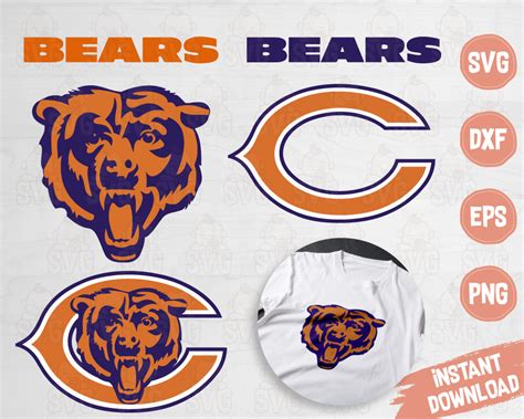 Chicago Bears Svg Chicago Bears Logo Cricut Files Svg Baby