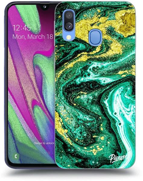 SILIKONOWE CZARNE ETUI NA SAMSUNG GALAXY A40 A405F GREEN GOLD Etui