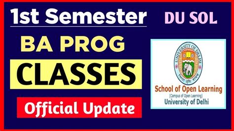 Sol Ba Prog First Semester Classes Update Sol St Semester Ba